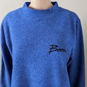 Vintage Boca fleece mock neck blue sweater, women's medium